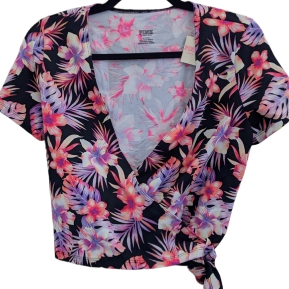 NEW Victoria's Secret Pink tropical Ultimate Wrap Top, Size Medium - Picture 4 of 6